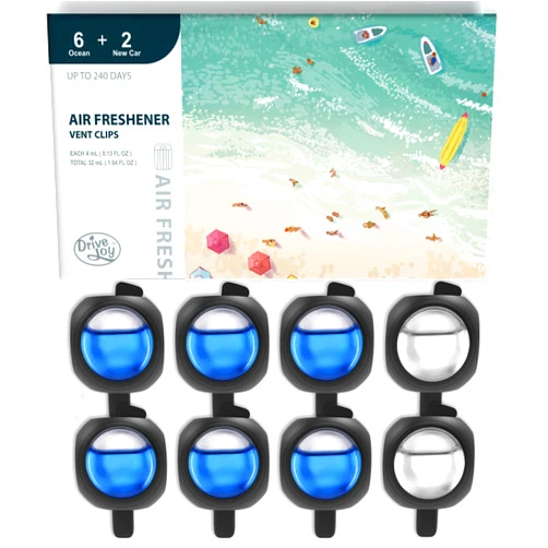 DRIVEJOY Car Air Freshener Vent Clips, 8 PK, 6 Ocean, 2 New Car Scent, Long Lasting Air Fresheners for Men & Women, Up to 240 Days, Odor Eliminator