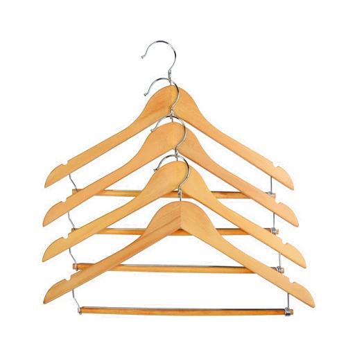 Proman Products Kascade Wooden Hanger, Shoulder Notches, Locking Bar in Natural, 50 pcs / box