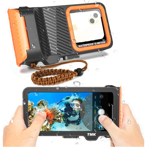 FXXXLTF Professional Diving Waterproof Phone Case, Outdoor Swimming Snorkeling Surfing Underwater Touch Screen Photo Video Housing for iPhone 16 Pro Max Samsung S24 Ultra No More Than 6.9 Inch Smartphones