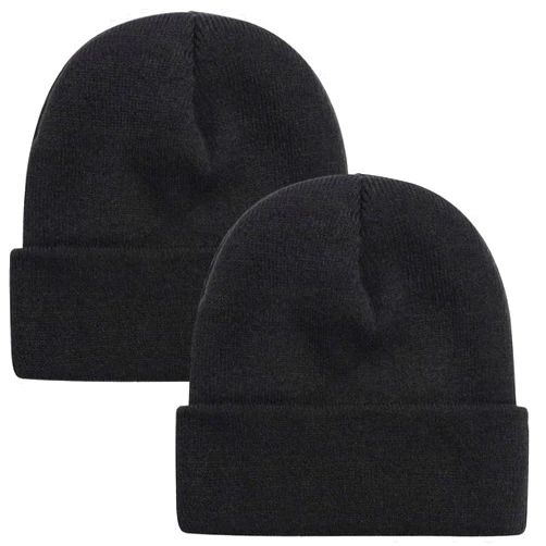 ZOORON 1 & 2 Packs Beanie for Men Women Warm Winter Hats Acrylic Knit Cuffed Beanie Cap Unisex