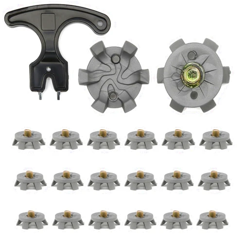 Lafo Golf Spikes, 20 Golf Shoe Spikes with 1 Black Golf Cleats Spanner Metal Thread Screw 6 mm Dia, Golf Spikes for Any Shoe, Golf Spike Tool for Golf Player Golf Lover Men Women Grey
