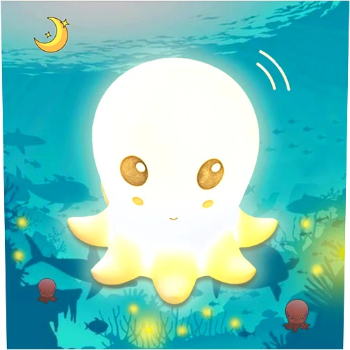 CometMars Silicone Octopus Light, Nursery Squishy Lamp, Cute Animal Bedside Lamp for Baby Kids Teens, Soft Nightlight with Touch Sensor for Bedroom