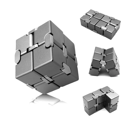 DOLASEV Metal Infinity Cube, Fidget Toys for Teens, Kids Fidget Toy, ADHD Fidget Toys for Adults with Anxiety, Desk Fidgets for Office for Adults (Grey)