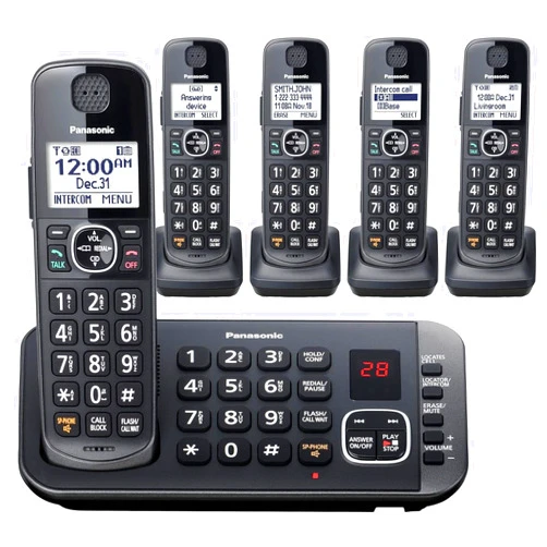 Panasonic - KX-TGE645M DECT 6.0 Expandable Cordless Phone System Digital Answering System - Metallic Black (Renewed)