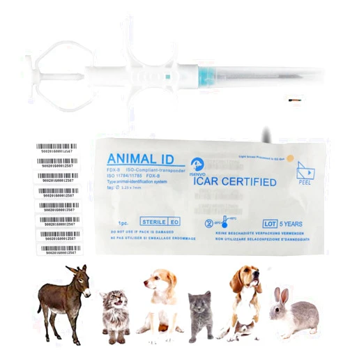 VENREA Universal Pet Microchip 134.2khz Registration Animal Implant Chip FDX-B Pet ID Microchip for The Management and Tracking of Dog Cat Cow Pig Rabbit Pigeon Fish (5 Packs, 1.25x7mm)