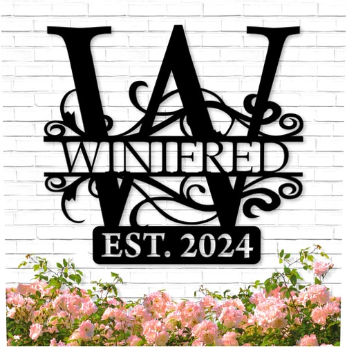 Dyoart Custom Metal Signs | Last Name Sign | Split Letter Monogram Wall Decor | Custom Outdoor Signs | Personalized Wedding Gift | Housewarming Couples Gift | Outdoor Metal Sign | Metal Art