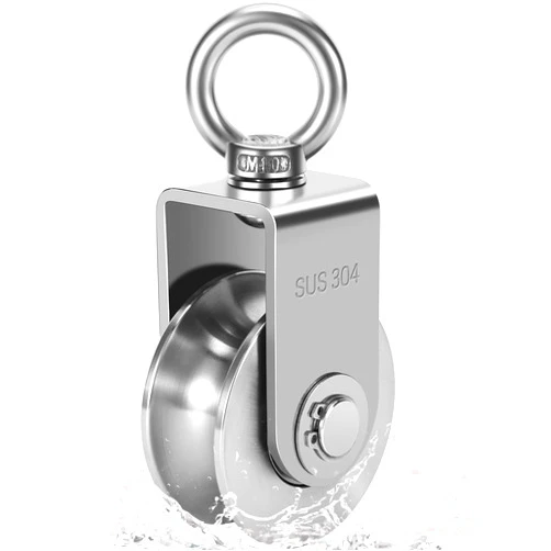 FINESUN Pulley Wheel Heavy Duty Single Wheel Swivel Pulley Block Duplex Bearing 304 Stainless Steel 360 Degree Rotation Smooth Loading 800 KG for Material Handling and Moving Lifting