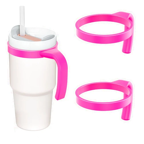 CUPITUP Handles For Stanley 20oz Quencher H2.0 FlowState Tumbler, Stanley Cup Accessories 20 oz, Stanley Tumbler Handle Attachment, Car Cup Holder Friendly, Improved Grip, Pack of 2 (Hot Pink, 20oz)