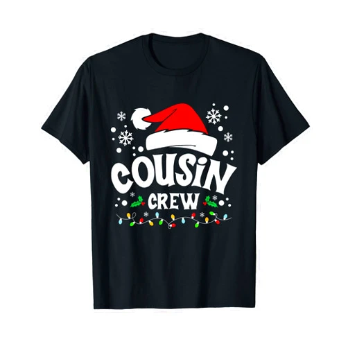 Last Minute Christmas Matching Family Christmas Cousin Crew Matching Family Xmas Pajama Lights T-Shirt