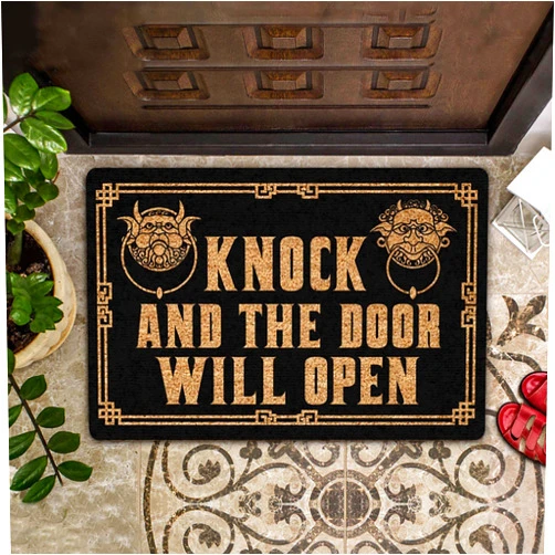 SXU Labyrinth Door Knock Doormat, Knock and The Door Will Open Doormat, Labyrinth Doormat, Housewarming Gift, Home Living Décor Funny Doormat 30x20 Inch