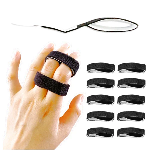 Jrery-KEY 10 Pack Buddy Tape Finger Straps With Padded, Soft Finger Buddy Straps Hook and Loop Pinky Finger Splint for Injured Finger Support, Stretchable and Washable