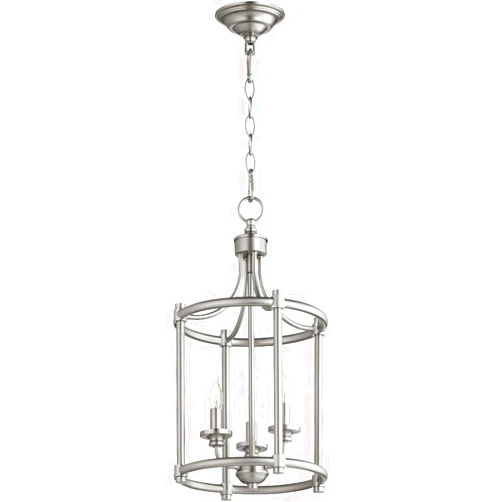 Quorum International Quorum 6822-3-65 Transitional Three Light Entry Pendant from Rossington Collection in Pewter, Nickel, Silver Finish,
