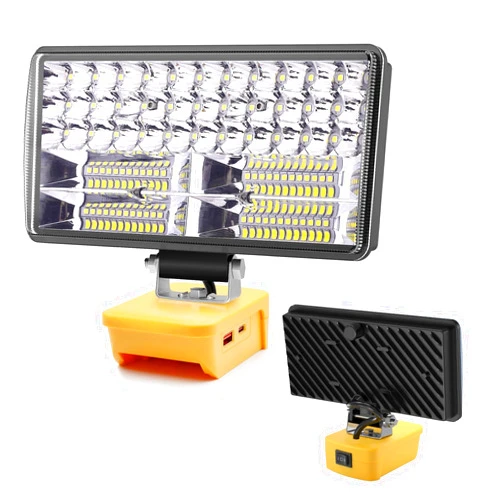Akocire Max 6000 LM 38W 2 Modes Cordless LED Light Compatible with DeWalt 20V/60V Max Flex/Battery, Quick Charging USB/Type C Port, LED Flood Work Light Wide Beam with Low Voltage Protection