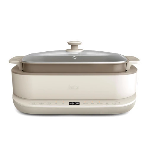 bella 6.0 QT Multi-Cooker, Ceramic Nonstick Coating, 4-in-1 Versatility, 4 cooking functions, Slow Cook, Sear, Saute, Steam, Serves 7 people, Dishwasher Safe Pot & Tempered Glass Lid, Tangle Free Cord Wrap, Oatmilk
