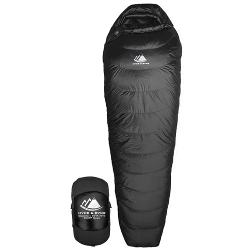 Hyke & Byke Quandary 15°F Cold Weather Mummy Hiking & Backpacking Sleeping Bag - Duck Down 650 FP 3 Season Sleeping Bags for Adults - Ultralight with Compression Stuff Sack