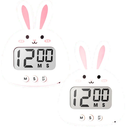 EasYoung 2-Pack Rabbit Timer, Digital Timer for Kids, Kitchen Timer for Cooking, Big Digits Loud Alarm Magnetic Backing Stand Cooking Timers for Baking