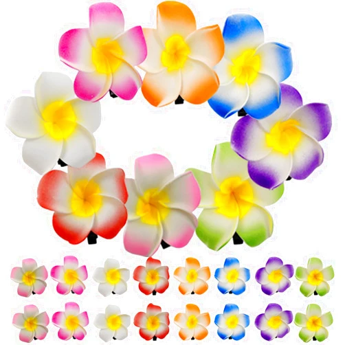 ROYHOO 40PCS Frangipani Artificial Foam Hair Clips for Bridal, Wedding, Luau, Beach, Tropical Party Decorations