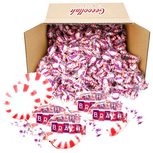 GEEOOLLAH Brach Star Brites Peppermint Candy - Shareable Hard Candies Individually Wrapped Bite Treat Sizes for Refreshing Your Sweet Tooth and Gluten Free for Guilt Free Indulgence, Office Candy Dish, 2lb