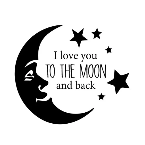 Design With Vinyl Nursery I Love You to The Moon & Back Beautiful Moon & Stars Nursery Quote Wall Decal Wall Art Sticker Designs Vinyl Stickers for Home House Walls Rooms Windows Bedroom Decoration Size (14x14 inch)
