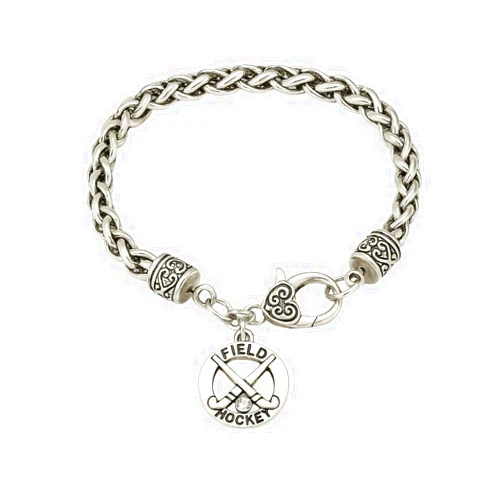 Sportybella Field Hockey Bracelet, Girls Silver Field Hockey Charm Rope Bracelet, Field Hockey Jewelry, Gift for Field Hockey Players