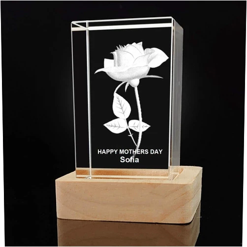 XENTUMI Personalized Crystal 3D Rose Gift, Mothers Day Rose Gifts, Custumize Gifts for Mom/Women/Her, Valentine's Day, Girlfriend Grandma Daughter Love