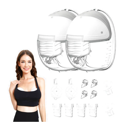 MomMed Double Breast Pump, Wearable Hands Free Breast Pump, Electronic Breast Pump with Remote Control, 9 Levels All-in-One Painless Breastfeeding Pump, Leak-Proof Design & Low Noise, 27mm Flange