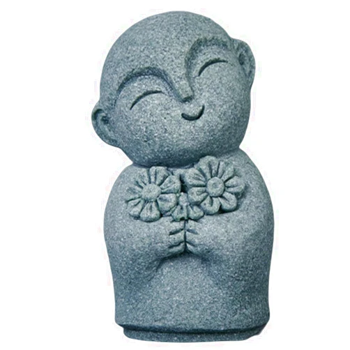 livelyfish Mini Monk Statue Japanese Buddha Figurine Feng Shui Praying Monk Statues Sandstone Sculptures for Fish Tank Aquarium Home Decoration, 9