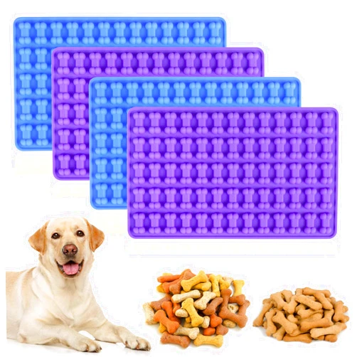 Palksky Dog Treat Molds Silicone, 4Pcs 65 Cavities Mini Bone Mold for Baking and Freezing