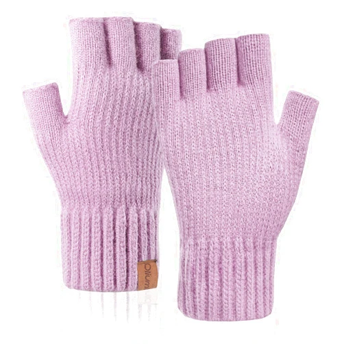 Oliumt Winter Fingerless Gloves for Men Women,Warm Knitted Half Finger Gloves Driving Working Biking for Cold Weather