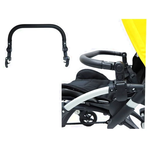 MINILUJIA Baby Stroller Bumper Bar Replacement Armrest Detachable Stroller Bar Armrest Handlebar Crossbar Accessories Just for Bugaboo Bee 3 Bee 5 Bee 6 with Black PU Leather Handle Cover, Adjustable Angle