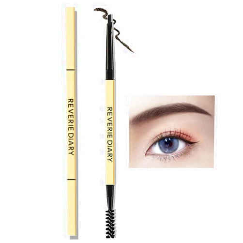 REVERIE DIARY Eyebrow Pencil Waterproof, Eye Brown Tint Kit with Eye Brow Spoolie for All Brows from Dark Brown to Blonde Hair (#5 BLACK)