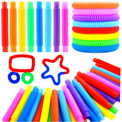 UrChoice Easter Basket Stuffers for Toddlers Kids,60 Pack Pop Tubes with 10 Colors, Stress Relief Toys for Kids & Adults, Autism Sensory Toys, Party Favors, Classroom Prizes, Travel & Therapy