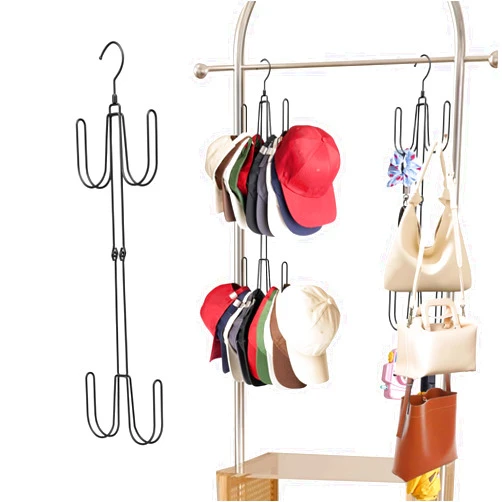 ElasignShopo Hat Hangers for Closet,2 Pack Metal Bag Hanger Belt Rack,360°Rotating Purse Hanger Organizer,4 Hooks Scarf Hanger Handbag Storage Hook for Space Saving,Hanging Storage for Cap,Bag,Scarf