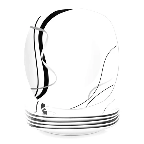 VEWEET Dinner Plates Set of 6, 9.8 Inch Ceramic Plates, Square Plate Set, Porcelain Dishes Set Salad Plates, Microwave and Dishwasher Safe, Series Fiona