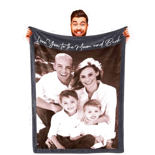 DayOfShe Custom Blanket for Mother Father Gifts, Personalized Family Photo Blanket as Best Mom Dad Ever Birthday Blankets Gifts from Daughter