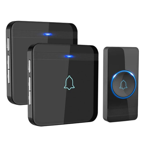 AVANTEK Wireless Doorbell, D-3B Waterproof Door Chime Kit Operating at over 1300 Feet with 2 Plug-In Receivers, 52 Melodies, CD Quality Sound and LED Flash
