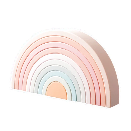 MCGMITT Rainbow Stacking Toy, Silicone Rainbow Stacker for Toddlers, Montessori Nesting Blocks, Building Creative Color Shape Matching Toy Set, 10 Layers