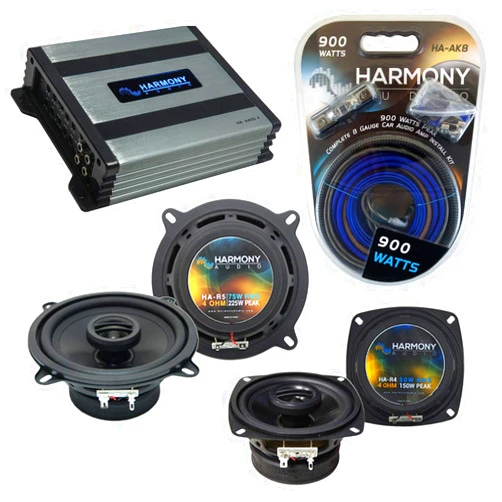 Harmony Audio HA-A400.4 Amp Bundle HA-R5, HA-R4 Speakers Compatible with Mazda 929 1988-1991 OEM Speaker Replacement
