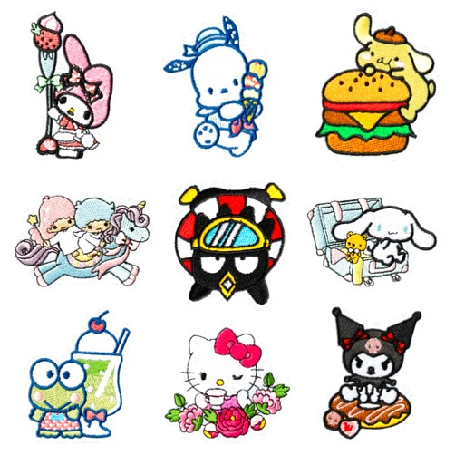 Kirako 9 Pcs Cute Kawaii Cartoon Anime Embroidered Patches Exquisite Kitty Cinnamon Pom Pom Character Sew on/Iron on Applique Repair Patch DIY Craft Accessories for Clothing Jacket Jeans Dress Backpack Hat