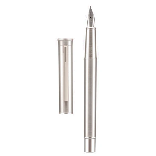Asvine Hongdian 1861 Stainless Steel Fountain Pen Extra Fine Nib, Classic Design Smooth Writing Pen with Converter and Metal Pen Case Set