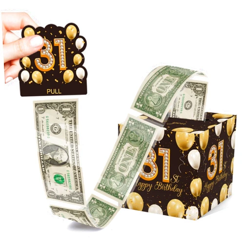 Azbuk 31st Birthday Gifts for Women Men, 31st Birthday Surprise Gift Box, Happy Birthday Money Gift Boxes for Cash, 31st Birthday Party Decorations Supplies（with 35PCS Bags）