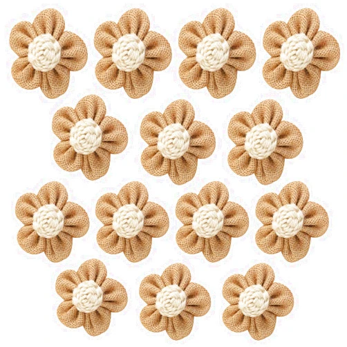 Ewanda store 20 Pcs Vintage Jute Burlap Flowers Handmade Burlap Rose Flowers for DIY Floral Crafts Christmas Wedding Party Decor