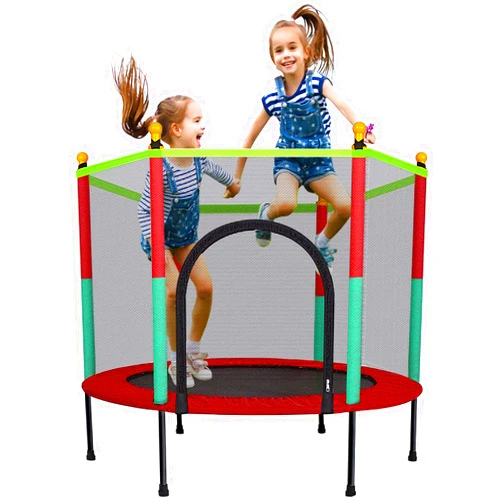 TOYMATE Kids Trampoline with Safety Enclosure Net - 5FT Trampoline for Toddlers Indoor and Outdoor - Parent-Child Interactive Game Fitness Trampoline Toy Gift for Boys and Girls Age 1-8