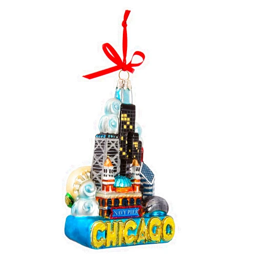 Kurt S. Adler Kurt Adler Chicago Glass Ornament, 5-Inch