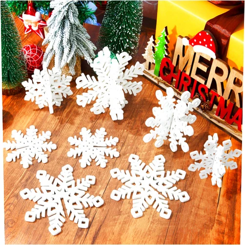 Shzbtdo 6 Sets White Snowflake Decorations, 12 PCS Wooden Christmas Centerpiece Table Decor for Xmas Party Winter Indoor