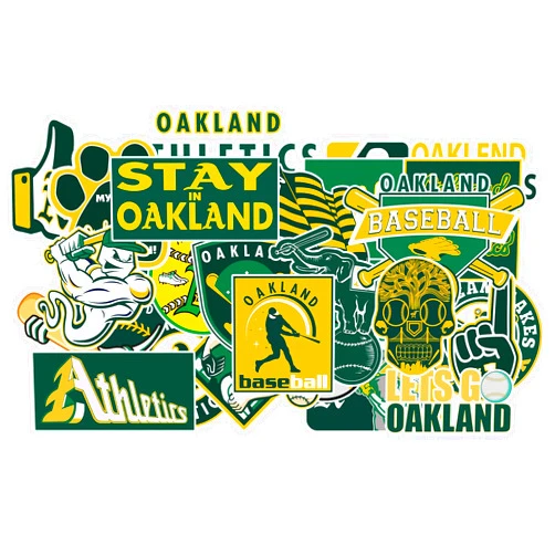 ALOHA OLA 25 PCS Oakland American Athletics Baseball Stickers for Water Bottle, Laptop, Bicycle, Computer, Motorcycle, Travel Case, Car Decal Decoration Sticker