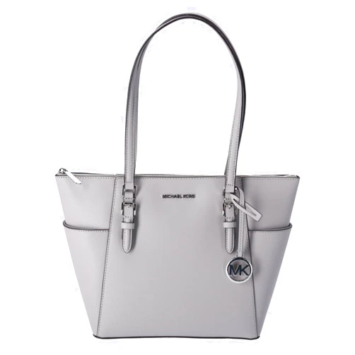 Michael Kors Charlotte Large Top Zip Tote (Pearl Grey/Silver Hardware)