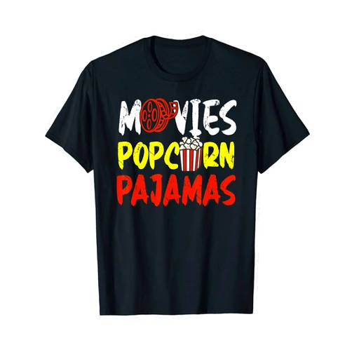 Hadley Designs Movies Funny Popcorn Pajamas family movie night movie lover T-Shirt