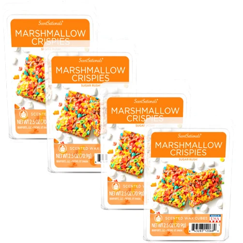 Scentsationals Wax Melts, Wax Cubes Strong Scent - Marshmallow Crispies - Long Lasting Scented Wax Melts for Warmer, 2.5 oz (4-Pack)