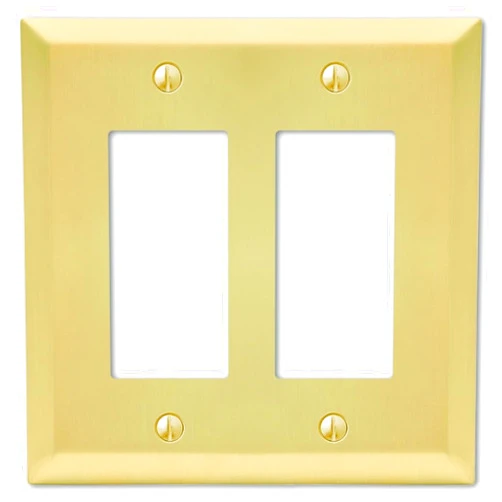 Amerelle 163RRSB Century Wallplate, 2 Rocker, Steel, Satin Brass, 1-Pack